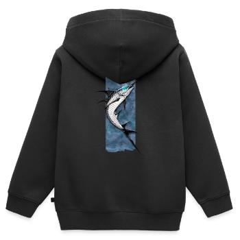 Azure Marlin: Majesty of the Depths - Kids Premium Organic Zip-up Hoodie - black - Back - AI Model Kid Male (0cm)