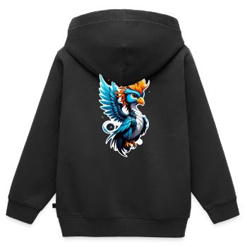 Phönix - Phönix - Feuervogel - Kinder Premium Organic Zip Hoodie - Schwarz - Hinten - AI Model Kid Male (0cm)