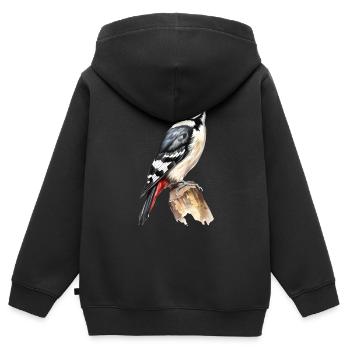 Buntspecht Vogel Specht Wald Tier - Kinder Premium Organic Zip Hoodie - Schwarz - Hinten - AI Model Kid Male (0cm)