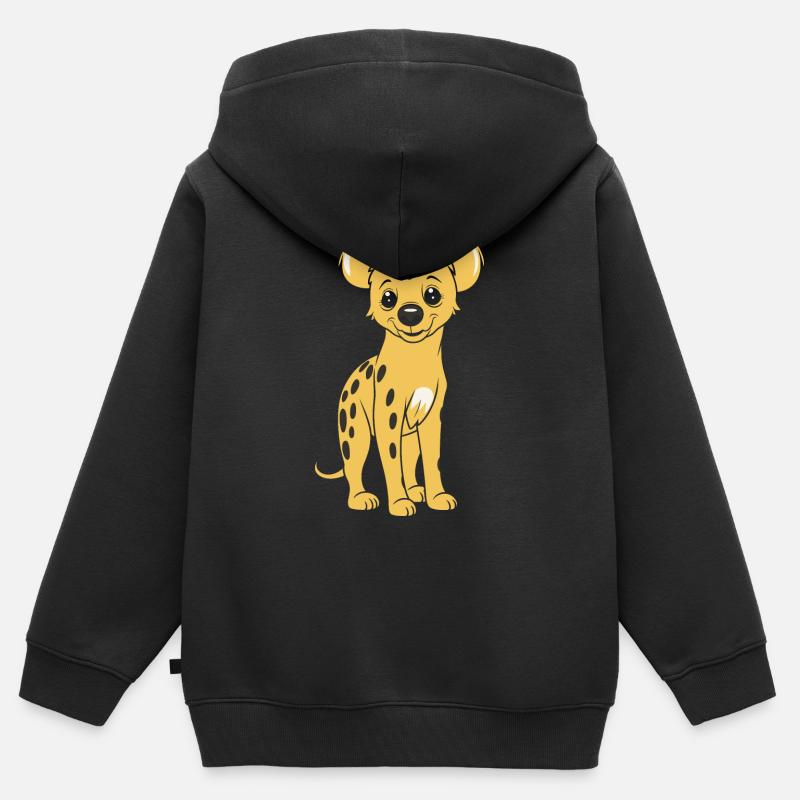hyène - Sweat Premium à capuche zippé enfant bio - noir