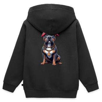 Pitbull Der Rapper - Kinder Premium Organic Zip Hoodie - Schwarz - Hinten - AI Model Kid Male (0cm)