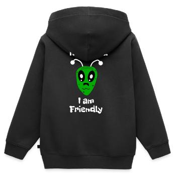 Hey there I'm friendly - Kids Premium Organic Zip-up Hoodie - black - Back - AI Model Kid Male (0cm)