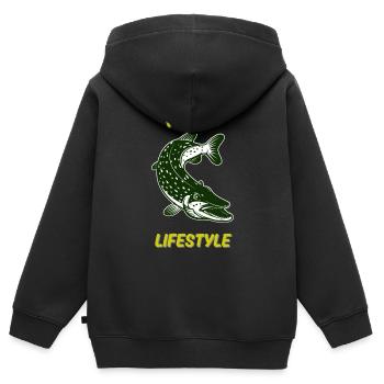 Lebensstil der Fischerei - Kinder Premium Organic Zip Hoodie - Schwarz - Hinten - AI Model Kid Male (0cm)