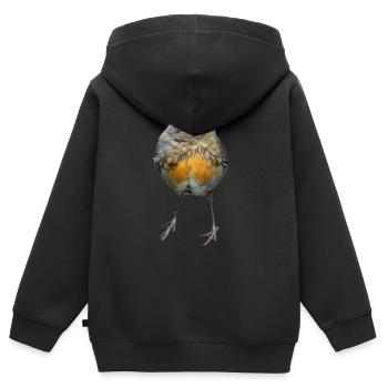 Oiseau - Sweat Premium à capuche zippé enfant bio - noir - Dos - AI Model Kid Male (0cm)
