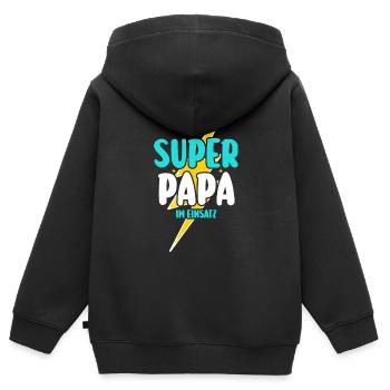 Vater Vatertag Papa - Kinder Premium Organic Zip Hoodie - Schwarz - Hinten - AI Model Kid Male (0cm)