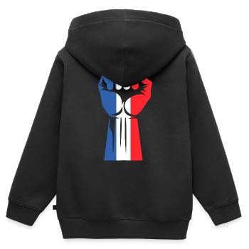 Patriotic France - Kids Premium Organic Zip-up Hoodie - black - Back - AI Model Kid Male (0cm)