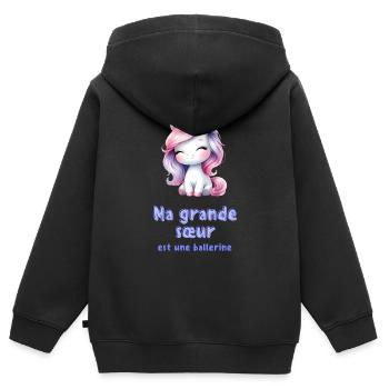 My big sister is a ballerina - Kids Premium Organic Zip-up Hoodie - black - Back - AI Model Kid Male (0cm)
