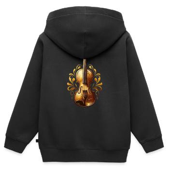Geige - Kinder Premium Organic Zip Hoodie - Schwarz - Hinten - AI Model Kid Male (0cm)