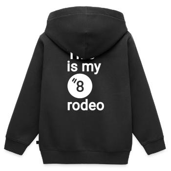 Das ist mein achtes rodeo - Kinder Premium Organic Zip Hoodie - Schwarz - Hinten - AI Model Kid Male (0cm)