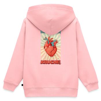 Sei vorsichtig! Zerbrechliches Herz! - Kinder Premium Organic Zip Hoodie - Rosa - Hinten - AI Model Kid Female (0cm)