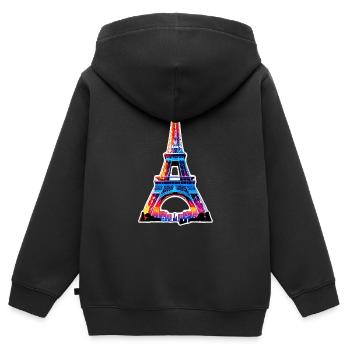 Eiffel tower #11 - Sweat Premium à capuche zippé enfant bio - noir - Dos - AI Model Kid Male (0cm)
