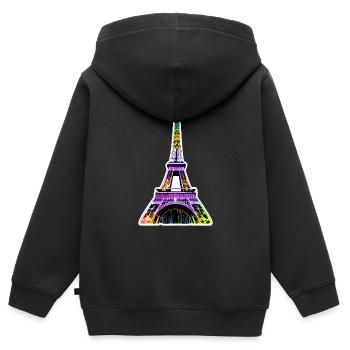 Eiffel tower #5 - Sweat Premium à capuche zippé enfant bio - noir - Dos - AI Model Kid Male (0cm)
