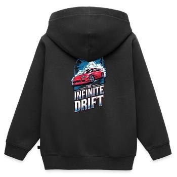 infinite drift - course voiture - Sweat Premium à capuche zippé enfant bio - noir - Dos - AI Model Kid Male (0cm)
