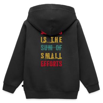 Le succès est la somme de petits efforts CITATIONS - Sweat Premium à capuche zippé enfant bio - noir - Dos - AI Model Kid Male (0cm)