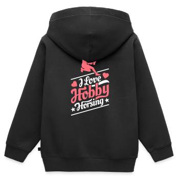 I Love Hobby Horsing - Heart - Hobby - Kids Premium Organic Zip-up Hoodie - black - Back - AI Model Kid Male (0cm)