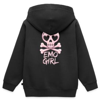 Fille emo ! - Sweat Premium à capuche zippé enfant bio - noir - Dos - AI Model Kid Male (0cm)