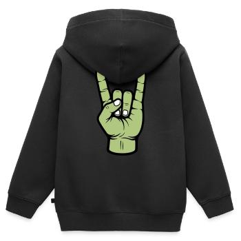 Signe de jupe de main de fête - Sweat Premium à capuche zippé enfant bio - noir - Dos - AI Model Kid Male (0cm)