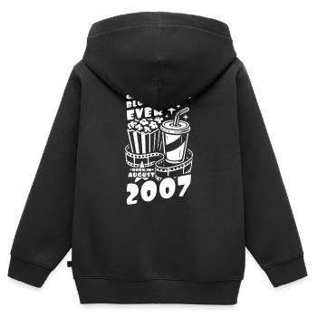 Né en août 2007 - Le plus grand blockbuster de tous les temps - Sweat Premium à capuche zippé enfant bio - noir - Dos - AI Model Kid Male (0cm)