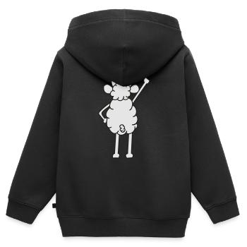 schaf von hinten stehend - Kinder Premium Organic Zip Hoodie - Schwarz - Hinten - AI Model Kid Male (0cm)
