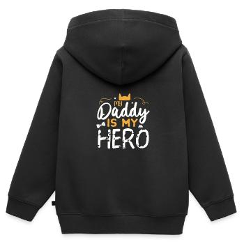 Papa du bist mein persönlicher Held - Kinder Premium Organic Zip Hoodie - Schwarz - Hinten - AI Model Kid Male (0cm)