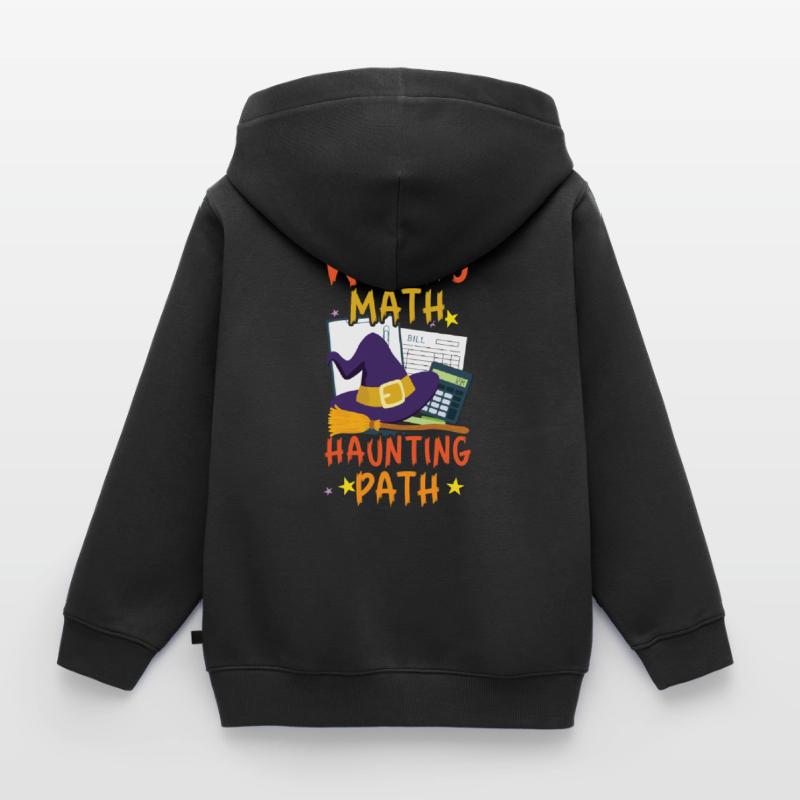Witch Math Haunted Path Comptable Halloween Sweat Premium à capuche zippé enfant bio