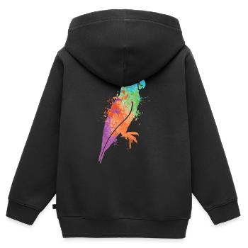 Cacatoès Cacatoès Enfants Filles Femmes Oiseau Perroquet - Sweat Premium à capuche zippé enfant bio - noir - Dos - AI Model Kid Male (0cm)