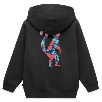 Lémuriens Madagascar Enfants Filles Femmes Lémurien - Sweat Premium à capuche zippé enfant bio - noir - Dos - AI Model Kid Male (0cm)