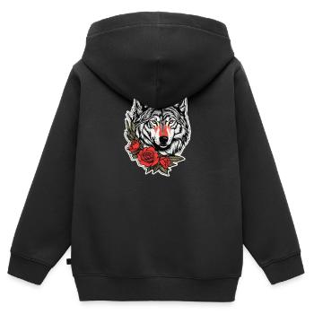 Tierwelt Gothic Rose Illustration Grafikdesign - Kinder Premium Organic Zip Hoodie - Schwarz - Hinten - AI Model Kid Male (0cm)