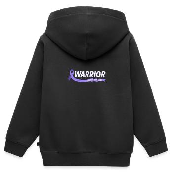 Guerrier plus fort que le cancer de l’estomac - Sweat Premium à capuche zippé enfant bio - noir - Dos - AI Model Kid Male (0cm)