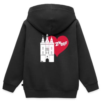 Sassenpoort Zwolle 3 - Kids Premium Organic Zip-up Hoodie - black - Back - AI Model Kid Male (0cm)
