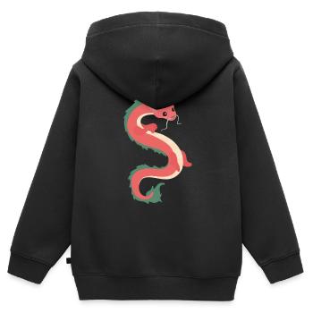 Dragon chinois - Sweat Premium à capuche zippé enfant bio - noir - Dos - AI Model Kid Male (0cm)