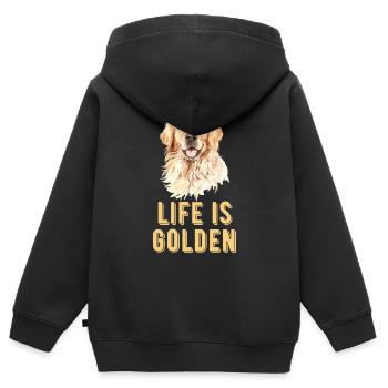 Golden Retriever - Sweat Premium à capuche zippé enfant bio - noir - Dos - AI Model Kid Male (0cm)