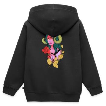 Succubus Neotraditionelles Tattoo - Kinder Premium Organic Zip Hoodie - Schwarz - Hinten - AI Model Kid Male (0cm)