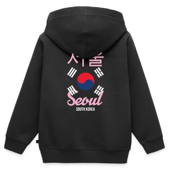 Seoul Korea Südkorea Koreanisch Stadt K-Pop Spruch - Kinder Premium Organic Zip Hoodie - Schwarz - Hinten - AI Model Kid Male (0cm)