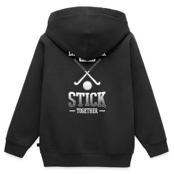 Feldhockey - Kinder Premium Organic Zip Hoodie - Schwarz - Hinten - AI Model Kid Male (0cm)
