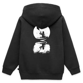 Kanu Fahren Mond Kanusport Retro Wassersport - Kinder Premium Organic Zip Hoodie - Schwarz - Hinten - AI Model Kid Male (0cm)