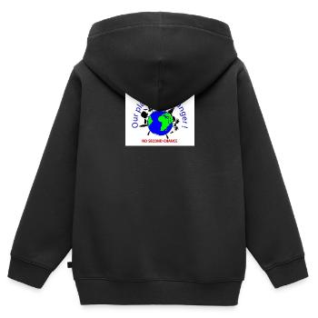 Planète en danger - Sweat Premium à capuche zippé enfant bio - noir - Dos - AI Model Kid Male (0cm)