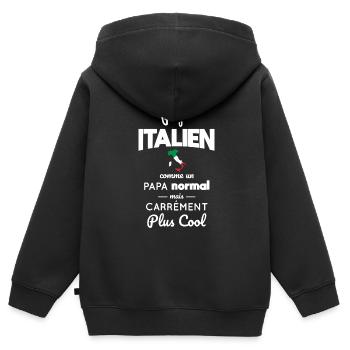 J'ai un papa Italien plus cool - Sweat Premium à capuche zippé enfant bio - noir - Dos - AI Model Kid Male (0cm)