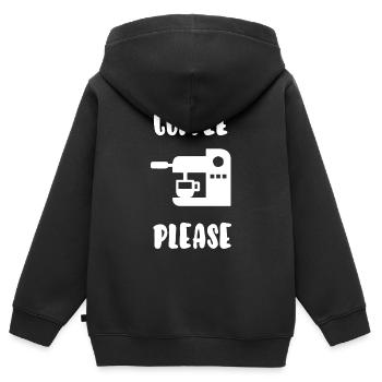 Kaffee bitte - Kinder Premium Organic Zip Hoodie - Schwarz - Hinten - AI Model Kid Male (0cm)