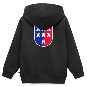 Wappen Siebenbürger Sachsen 3farbig - Siebenbürgen - Kinder Premium Organic Zip Hoodie - Schwarz - Hinten - AI Model Kid Male (0cm)