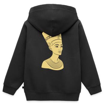 Nefertiti – Königin von Ägypten. Auch Golddruck! - Kinder Premium Organic Zip Hoodie - Schwarz - Hinten - AI Model Kid Male (0cm)