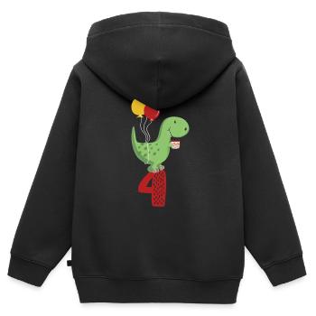 Fourth Birthday Boy T Rex Dinosaur - Kids Premium Organic Zip-up Hoodie - black - Back - AI Model Kid Male (0cm)