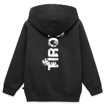 Tirol - Kinder Premium Organic Zip Hoodie - Schwarz - Hinten - AI Model Kid Male (0cm)