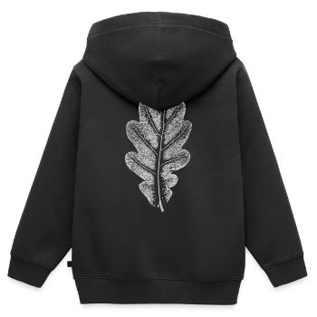 Feuille CHÊNE / feuille de chêne BLANC - Sweat Premium à capuche zippé enfant bio - noir - Dos - AI Model Kid Male (0cm)