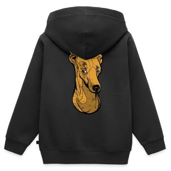 Lévrier Whippet - Sweat Premium à capuche zippé enfant bio - noir - Dos - AI Model Kid Male (0cm)