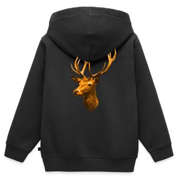 goldener Hirschkopf - Kinder Premium Organic Zip Hoodie - Schwarz - Hinten - AI Model Kid Male (0cm)