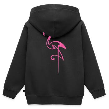 Flamingo - Sweat Premium à capuche zippé enfant bio - noir - Dos - AI Model Kid Male (0cm)