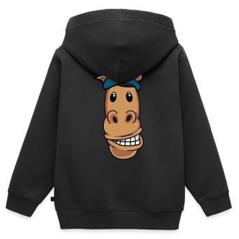 Polizei Pferd Einsatz Blaulicht Polizist Arbeit - Kinder Premium Organic Zip Hoodie - Schwarz - Hinten - AI Model Kid Male (0cm)