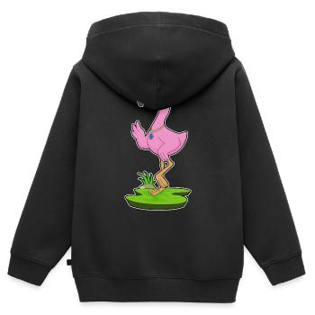 Flamingo Halskette - Kinder Premium Organic Zip Hoodie - Schwarz - Hinten - AI Model Kid Male (0cm)