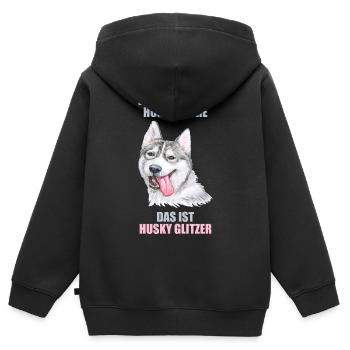 Husky Glitzer Hundehalter Hundehaare - Kinder Premium Organic Zip Hoodie - Schwarz - Hinten - AI Model Kid Male (0cm)